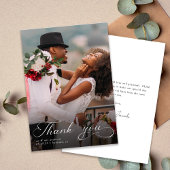Elegante kalligrafie foto bruiloft dank u kaarten