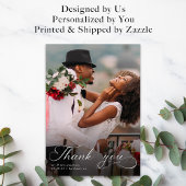 Elegante kalligrafie foto bruiloft dank u kaarten