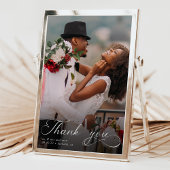 Elegante kalligrafie foto bruiloft dank u kaarten