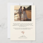 Elegante kalligrafie foto bruiloft Ecru Bedankkaart (Achterkant)