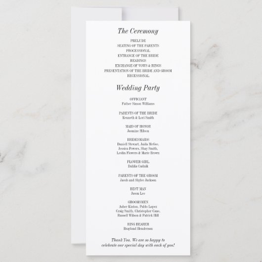 Elegante kalligrafie foto bruiloft programma (Achterkant)