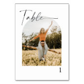 Elegante kalligrafie foto bruiloft tafel nummers kaart (Voorkant)