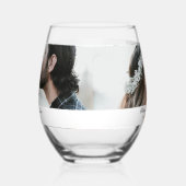 Elegante kalligrafie foto bruiloft wijnglas zonder voet (Links)