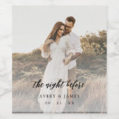 Elegante kalligrafie foto de avond ervoor wijn etiket (Enkel label)