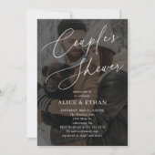 Elegante kalligrafie foto koppels douche kaart (Voorkant)