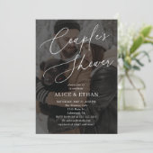 Elegante kalligrafie foto koppels douche kaart (Staand voorkant)