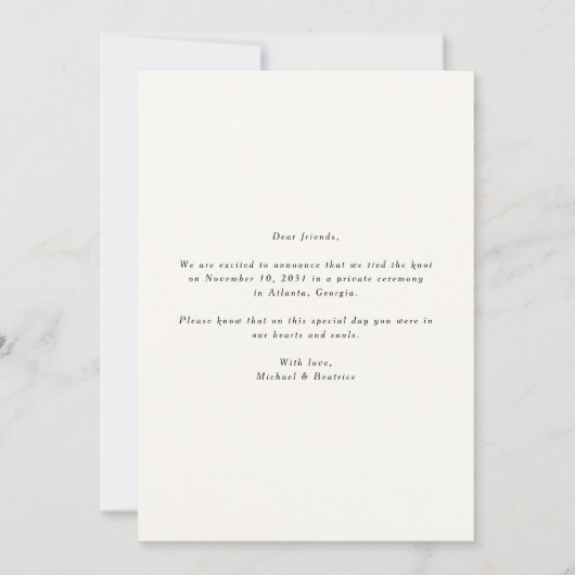 Elegante kalligrafie Foto Lijst Golden Wedding Aankondiging (Achterkant)