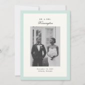 Elegante kalligrafie Foto Lijst Mint Green Wedding Aankondiging (Voorkant)