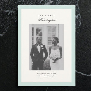 Elegante kalligrafie Foto Lijst Mint Green Wedding Aankondiging