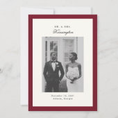 Elegante kalligrafie Foto Lijst Rode bruiloft Aankondiging (Voorkant)