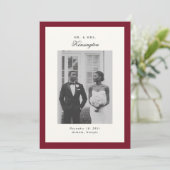 Elegante kalligrafie Foto Lijst Rode bruiloft Aankondiging (Staand voorkant)