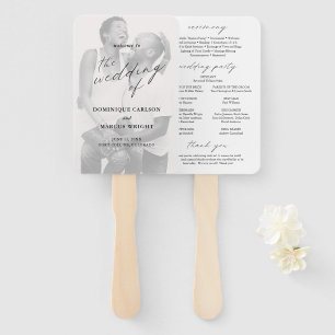 Elegante kalligrafie foto modern huwelijksprogramm handwaaier