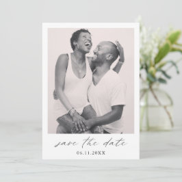 Elegante kalligrafie foto moderne trouwdag save the date