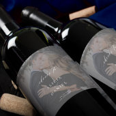 Elegante kalligrafie foto overlay juicht bruiloft wijn etiket