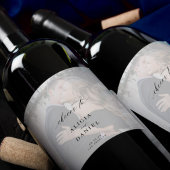 Elegante kalligrafie foto overlay juicht bruiloft wijn etiket