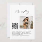 Elegante kalligrafie foto QR code website bruiloft Save The Date (Achterkant)