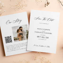 Elegante kalligrafie foto QR code website bruiloft Save The Date