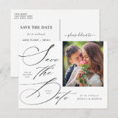 Elegante kalligrafie foto Save the Date Briefkaart (Voorkant / Achterkant)
