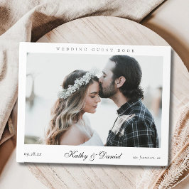 Elegante kalligrafie foto simpele chique bruiloft gastenboek