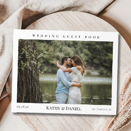 Elegante kalligrafie foto simpele chique bruiloft gastenboek