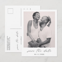 Elegante kalligrafie foto trouw save the date aankondigingskaart