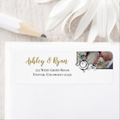 Elegante kalligrafie Foto Trouwadres  Etiket (Insitu)