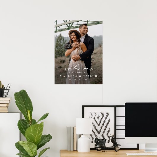 Elegante kalligrafie foto trouwwelkom poster (Thuiskantoor)