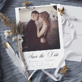 Elegante kalligrafie foto zwart wit bruiloft save the date