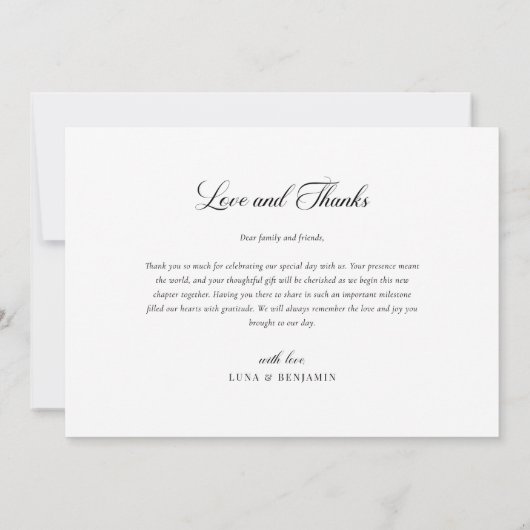 Elegante kalligrafie Fotocollage bruiloft Bedankkaart (Achterkant)