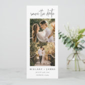 Elegante kalligrafie fotostrip bewaart de datum kaart (Staand voorkant)