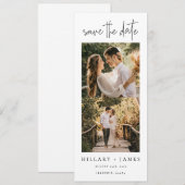 Elegante kalligrafie fotostrip bewaart de datum kaart (Voorkant / Achterkant)