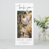 Elegante kalligrafie fotostrip dank u kaart (Staand voorkant)