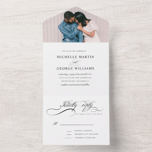 elegante kalligrafie (geen ENV nodig) All In One Uitnodiging (Binnen)