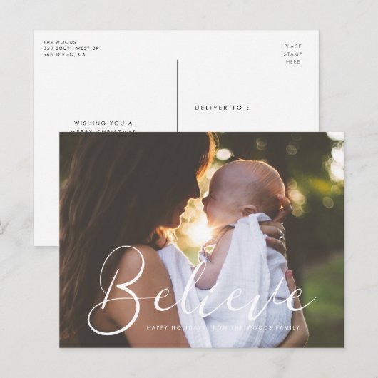 Elegante kalligrafie Geloof Vakantiefoto Briefkaart (Voorkant / Achterkant)