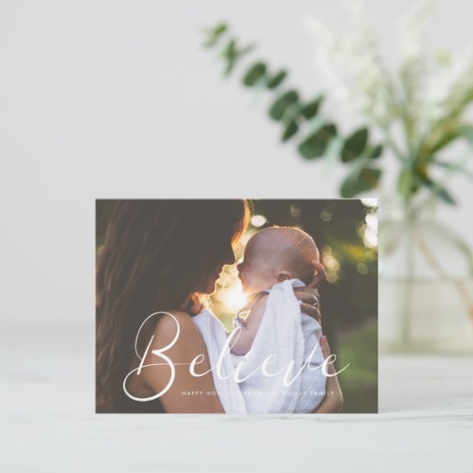 Elegante kalligrafie Geloof Vakantiefoto Briefkaart (Staand voorkant)