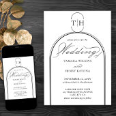 Elegante kalligrafie gemonogram witte bruiloft kaart