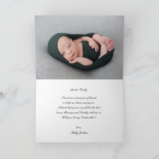 Elegante kalligrafie Godmother Fotovoorstel Kaart (Binnen)