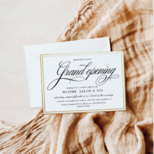 Elegante kalligrafie Gold Grand Opening Kaart