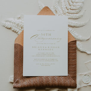Elegante kalligrafie goud 50ste huwelijksjubileum  kaart