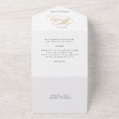 Elegante kalligrafie goud alles in één uitnodiging (Buitenkant)