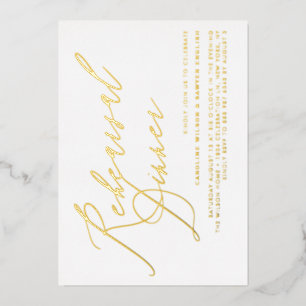 Elegante kalligrafie goud folie oefendiner uitnodiging