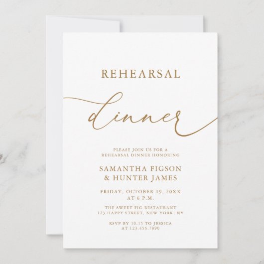 Elegante kalligrafie Gouden bruiloft repetitie din Kaart (Voorkant)