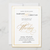 Elegante kalligrafie gouden bruiloft uitnodiging (Voorkant)