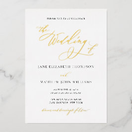 Elegante kalligrafie Gouden folie bruiloft uitnodi Uitnodiging