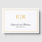 Elegante kalligrafie gouden monogram bruiloft gastenboek (Voorkant)