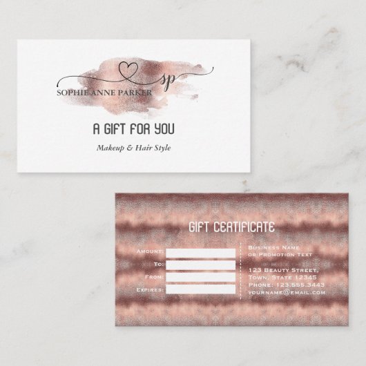 Elegante kalligrafie Gouden professionele schoonhe Klantenkaartje (Voorkant / Achterkant)