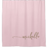 Elegante kalligrafie gouden script monogram roze douchegordijn (Voorkant)