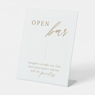 Elegante kalligrafie Gouden Trouw Open Bar Tafel Reclamebord Met Voetstuk