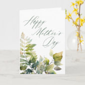 Elegante kalligrafie Green Leaves Moederdag Kaart (Gele Bloem)