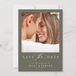 Elegante kalligrafie Green Wedding Save the Date